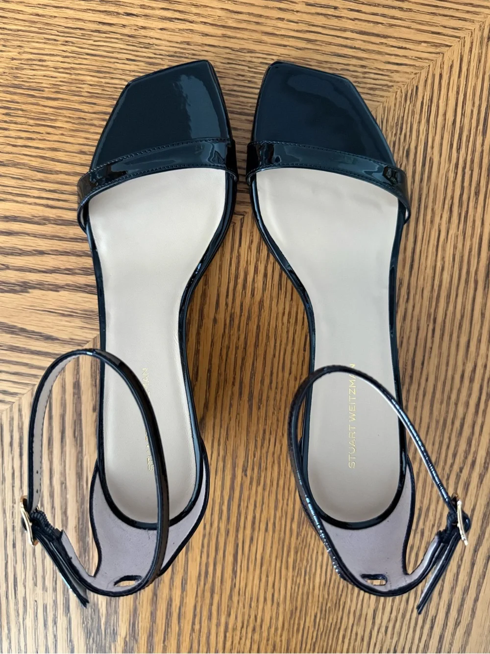 STUART WEITZMAN Nudistcurve 50 Patent Wedge Sandal - Black - Picture 3 of 12